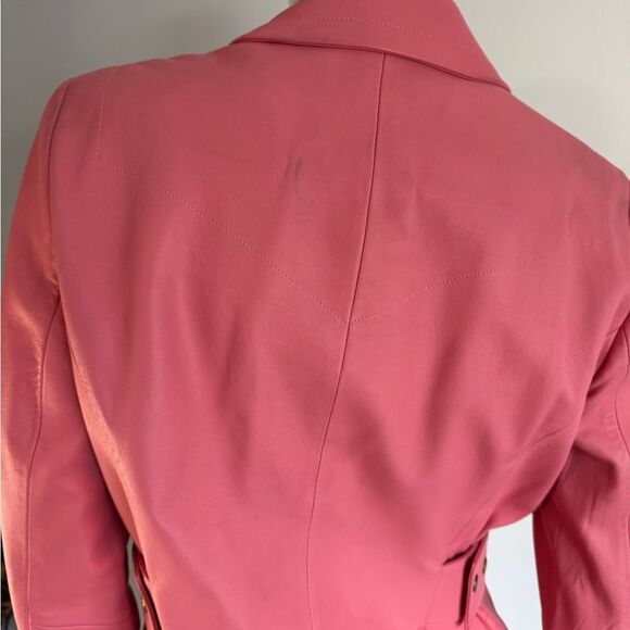 Vintage Women's Pink Leather Jacket - Picture 3 of 6
